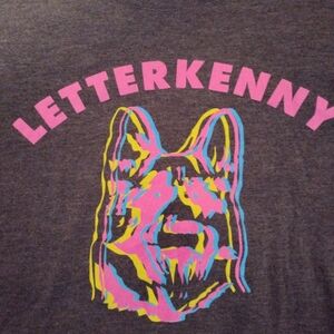 Anvil Letterkenny Dog Graphic T-Shirt - Gray, Pink, Blue, Yellow